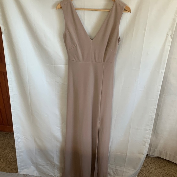 Birdy Grey Gown Beige/Champagne Fully Lined Side Front Split Small - Picture 3 of 10